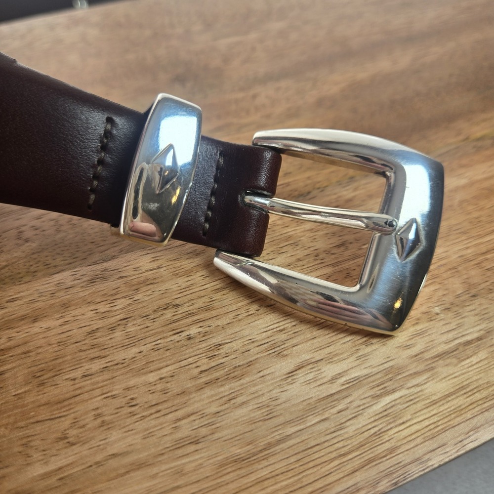 Brighton Leather Belt Sz 36 Brown Western Concho‎ Silver Buckle Boho Rodeo Flaw - Picture 6 of 16